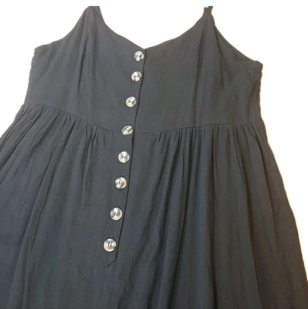 Kori America Baggy Wide Leg Harem Jumpsuit Small Black Culottes Button Y2k New